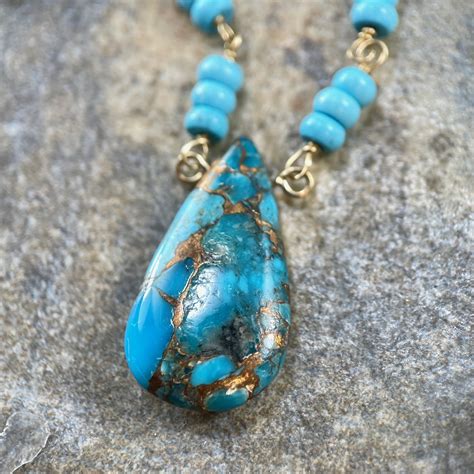 Turquoise Teardrop Pendant Necklace Sholdt Jewelry Design