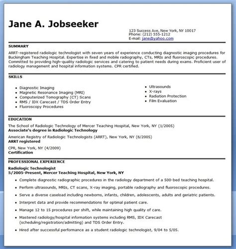 Sample Resume for Radiographer - Resume Samples