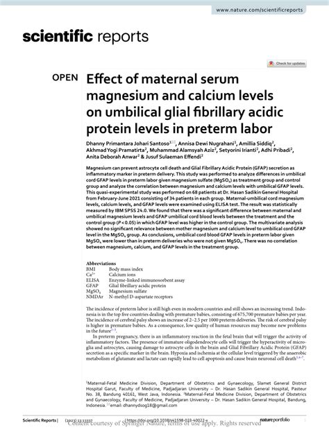 Pdf Effect Of Maternal Serum Magnesium And Calcium Levels On