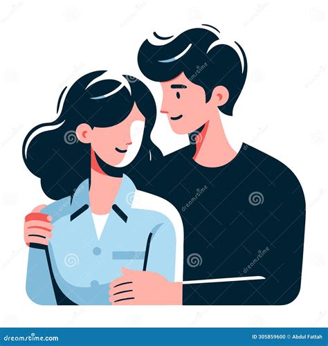 Romantic Couple Lovers Vector Illustration Happy Young Male Female Couple Together Wife And