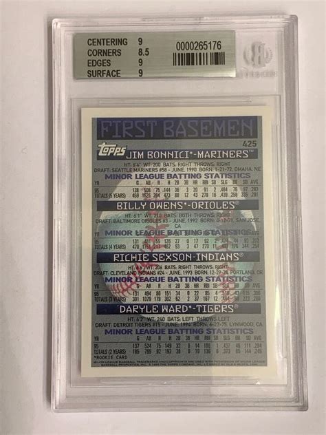 1996 Topps 425 Richie Sexson Jim Bonnici Billy Owens Daryle Ward BGS