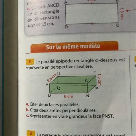 Exercice Le Parall L Pip De Rectangle Ci Dessous Est Repr Sent En