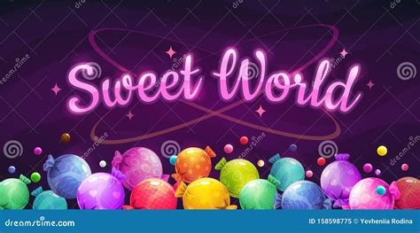 Sweet World Background Colorful Horizontal Banner With Bright Caramel