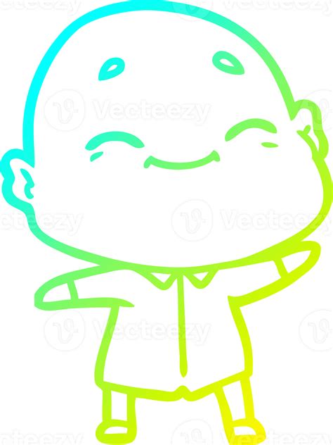 Cold Gradient Line Drawing Happy Cartoon Bald Man 40073697 Png