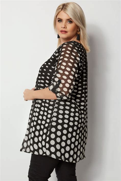 Black & White Polka Dot Shirt, Plus size 16 to 32