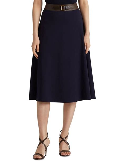 Lauren Ralph Lauren Buckle Trim Ponte A Line Skirt In Blue Myer