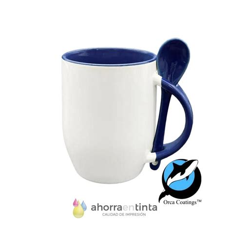 Taza de Cerámica 12oz Calidad Orca con Cucharilla para Sublimación