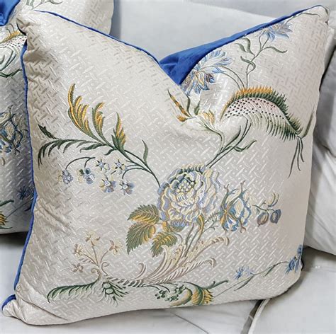 Silk Floral Throw Pillow, embroidered