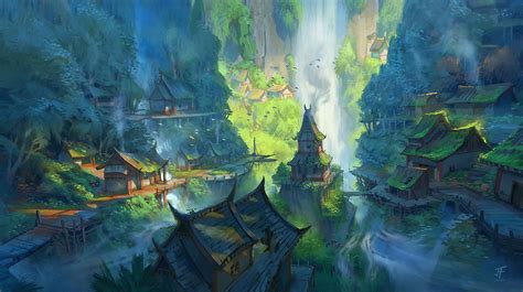 ArtStation - Cliff Village, Jeremy Fenske | Concept art world, Fantasy ...