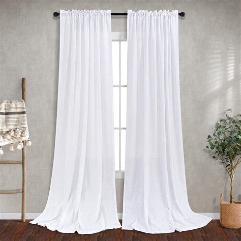 Amazon Pure White Farmhouse Curtains 108 Inches Long For Living