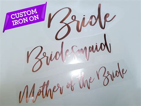 Wedding Iron On Decal Hen Party Iron On Names Bridesmaid Etsy