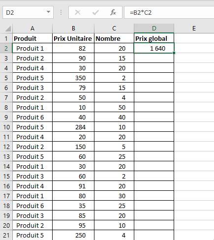 Cours Excel 2016 Excel Comment Copier Une Formule Sur Une Colonne