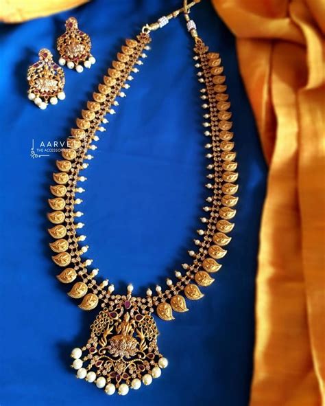 Traditional Long Necklace Set From Aarvee South India Jewels