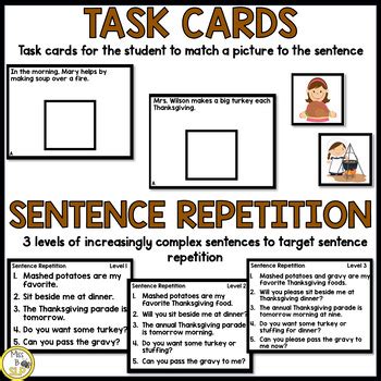 Auditory Comprehension Thanksgiving Edition By Miss B SLP TpT