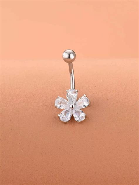 Zircon Flower Decor Navel Belly Ring Belly Button Piercing Jewelry