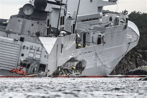 The Norwegian Frigate KNM Helge Ingstad Severely Damaged After