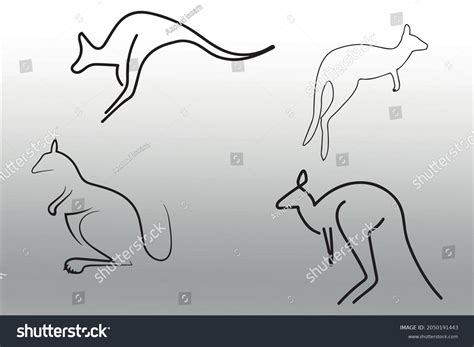 Set Wallabies Silhouette Line Isolated Logo Stock Vector (Royalty Free ...