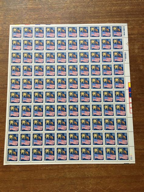 1987 Flag And Firework 22 Cent Stamp Sheet Of 100 Mnh Etsy