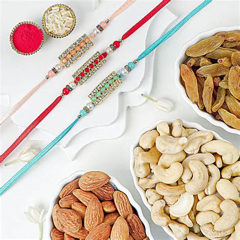 Stone Rakhi With Dry Fruits Malaysia Gift Stone Rakhi With Dry Fruits