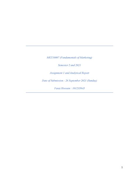 Mkt Assigment 1 Analytical Report Faiaz Mkt10007 Fundamentals Of