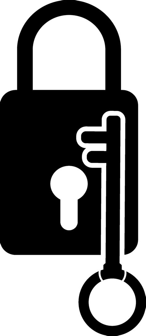 Lock with key in black and white color. 24833515 Vector Art at Vecteezy