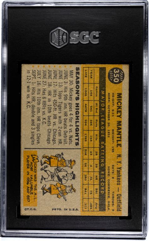 Topps Mickey Mantle Sgc New York Yankees Hof Great Eye