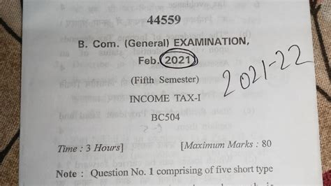 Income Tax Question Paper Of 2021 22 Question Paper Of Income Tax Of Important Question Of