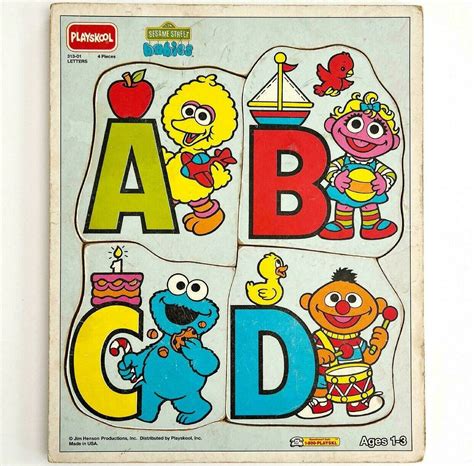 1985 Playskool Sesame Street Puzzle Vintage Frame Tray Letters 313-01 4 ...