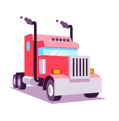 Semi Truck With Trailer Cartoon Vector Illustration Stock Vector