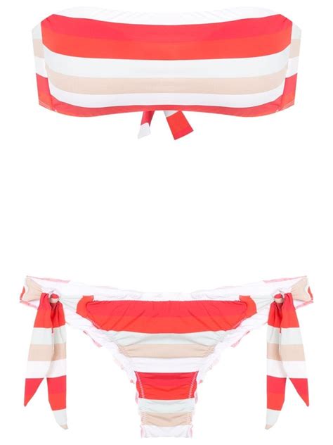 Amir Slama Striped Detachable Straps Bikini Set Red FARFETCH AO