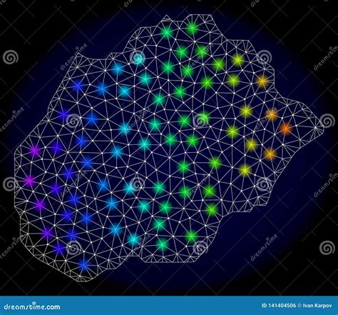 Rede Poligonal Mesh Map Da Ilha De Alegranza Os Pontos Claros