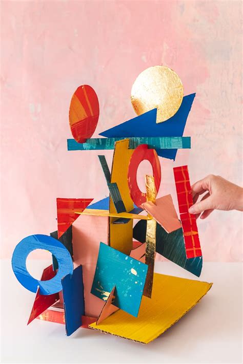 DIY geometric cardboard piece tower | Kids art projects, School art ...