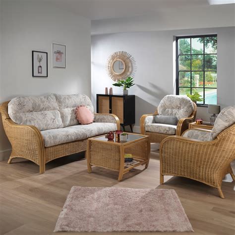 Desser Centurion 5 Seater Leafy Natural Rattan Sofa Set Wilko