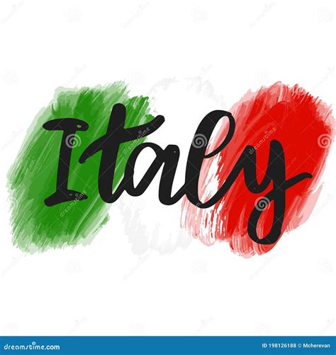 Italy Hand Painted Lettering Name Of European Country Brush Ink