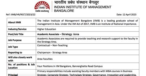 Iimb Recruitment 2023 Apply 06 Academic Associate