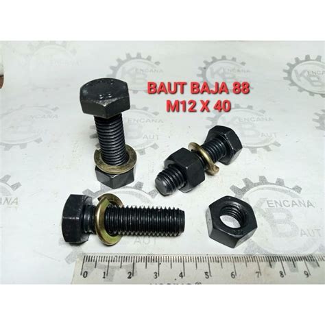 Jual Baut Mur Baja M X Hitam Dan Ring Per Kunci Panjang Cm