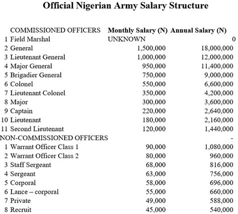 Official Nigerian Army Salary Structure New Increase By Buhari