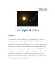 Centripetal Force Lab Em Docx Enrique Marquez Rayyan Hijazin October