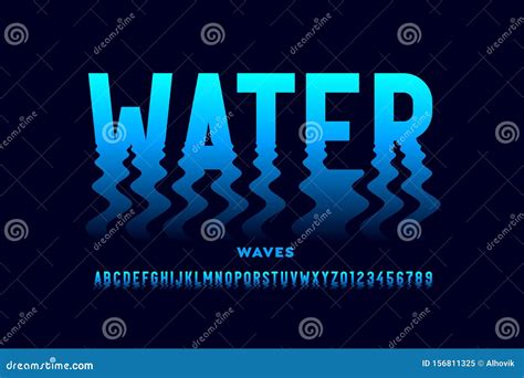 Water Waves Style Font Stock Vector Illustration Of Character