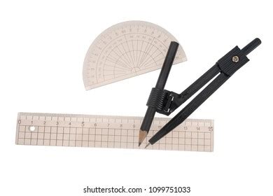 Geometry Technical Drawing Instruments Ruler Protractor Stock Photo ...