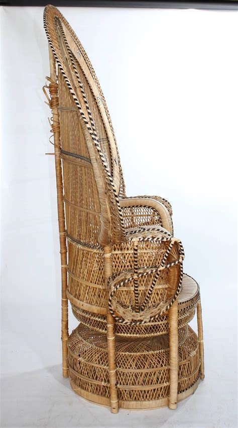 1970s Large Vintage Bohemian Emmanuelle Peacock Wicker Chair At