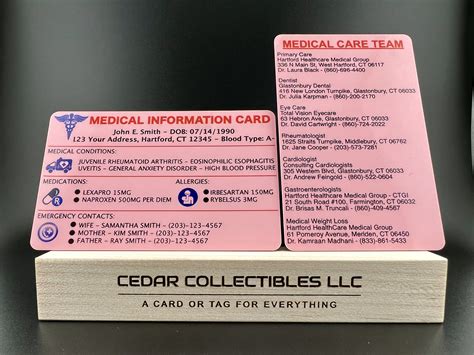 Pink Medical Id Card For Your Wallet Credit Card Size Cr80 30 Mil Card Medical Care Team Doctor