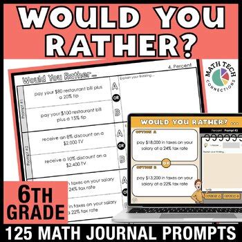 Th Grade Math Review Bell Ringers Would You Rather Journal Prompts