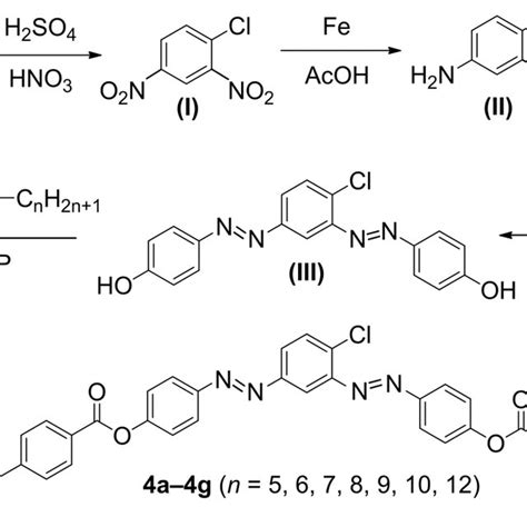 Synthesis Of 4 Chloro 1 3 Diazobenzene Bent Core Liquid Crystals 4a 4g