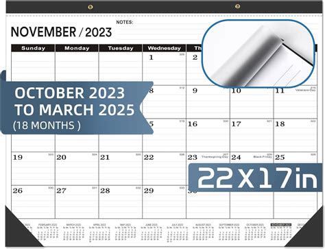 Calendario De Escritorio Grande De X Pulgadas