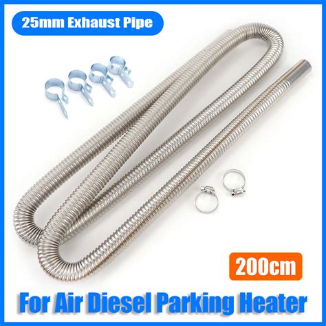 ♝25mm 200cm Exhaust Pipe 4pcs P Clips 2pcs Clamps Air Diesel Heater