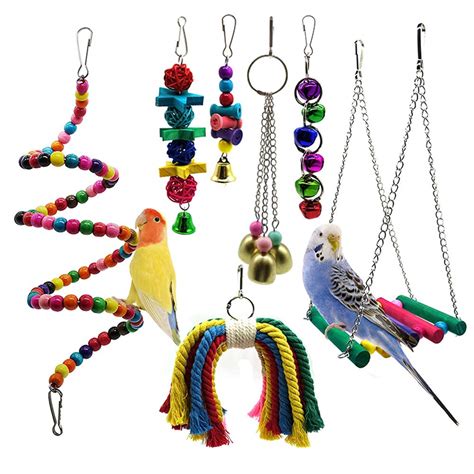 Buy STAJOY Bird Toys 7 Packs Parakeet Bird Cage Toys Swing Chewing