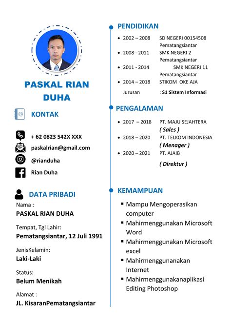 Cv Lamaran Kerja Simpel Dan Unik Download Gratis Edit Di Ms Word Goliketrik