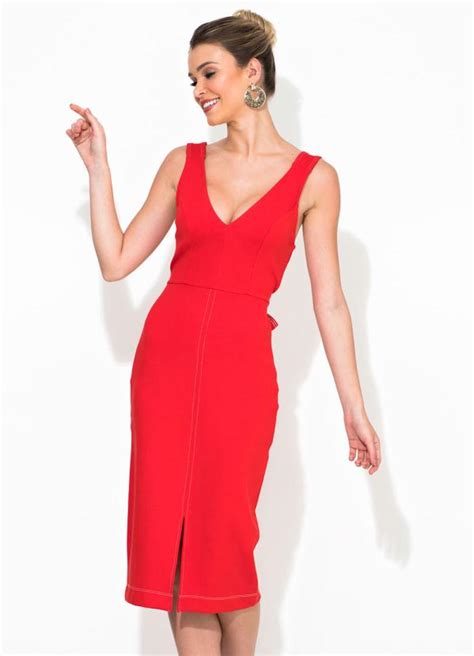 Vestido Midi Vermelho Colcci