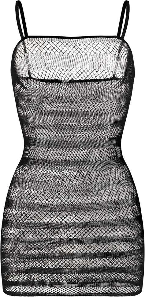NewBull Womens Fishnet Lingerie Sexy Dress Sheer Mesh Bodycon